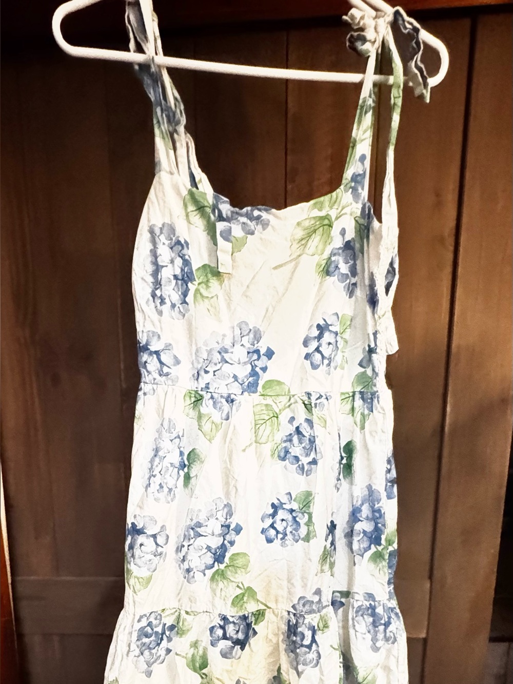 White Sundress with Blue Floral Print